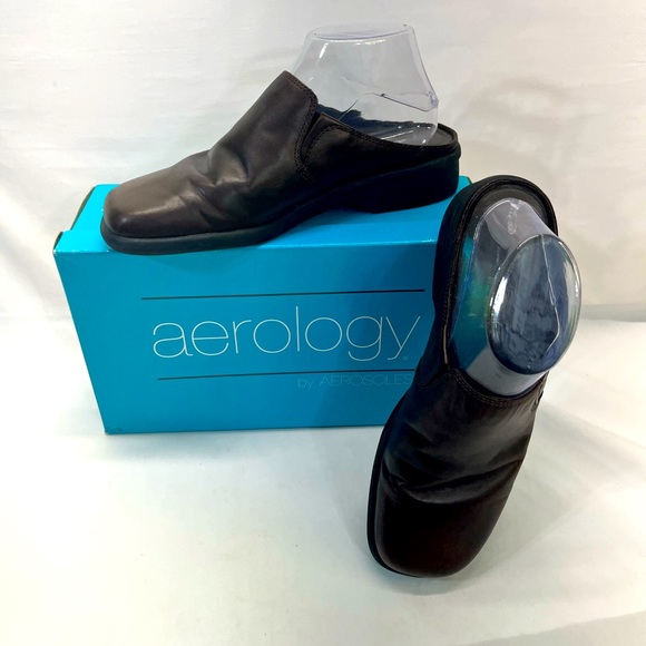 AEROSOLES Other - AEROLOGY BY AEROSOLES LEATHER EASE ON MULES SZ 9 BROWN PREOWNED